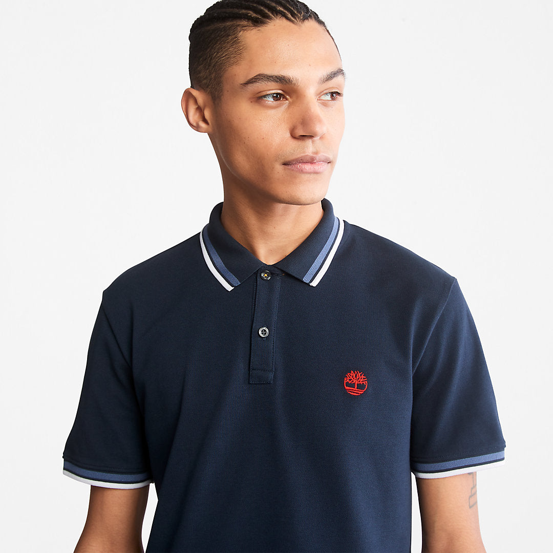 Mens Millers River Tipped Polo Shirt for Men in Navy - Timberland