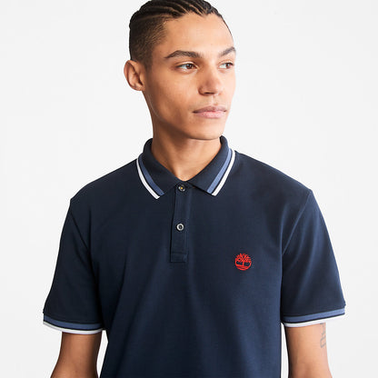 Mens Millers River Tipped Polo Shirt for Men in Navy - Timberland