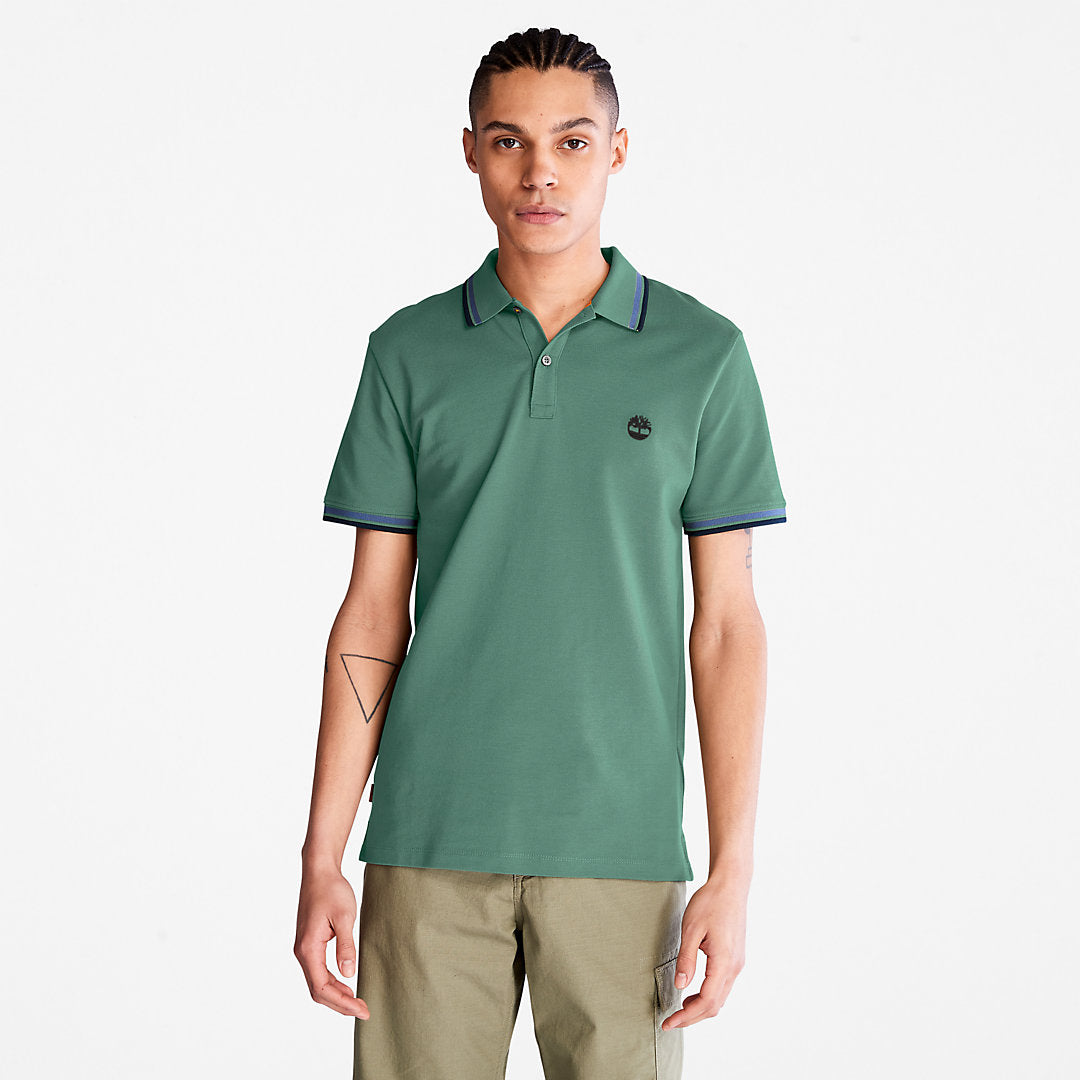 Mens Millers River Tipped Polo Shirt for Men in Green - Timberland