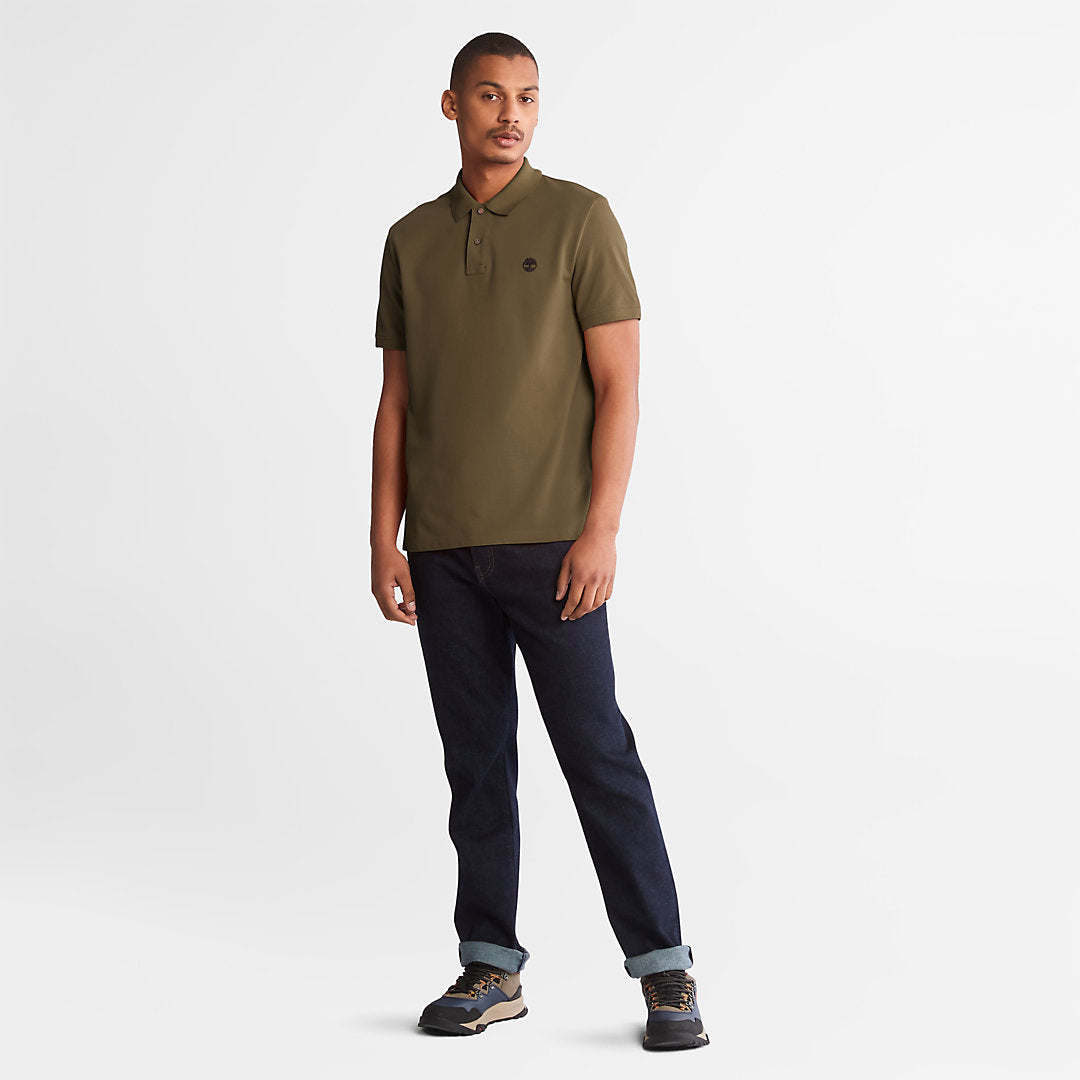 Mens Millers River Pique Polo Shirt for Men in Dark Green - Timberland