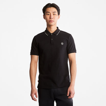 Mens Millers River Print-Collar Polo Shirt for Men in Black - Timberland