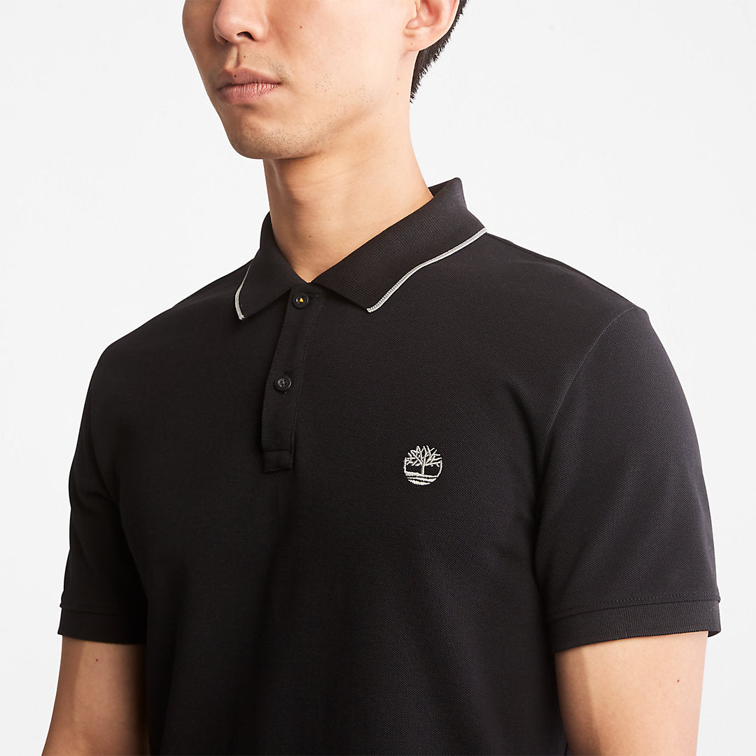 Mens Millers River Print-Collar Polo Shirt for Men in Black - Timberland