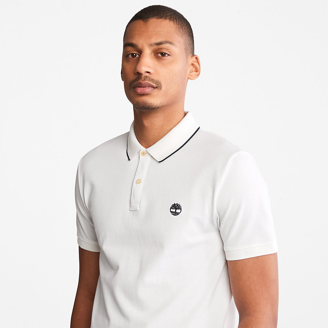 Mens Millers River Print-Collar Polo Shirt for Men in White - Timberland