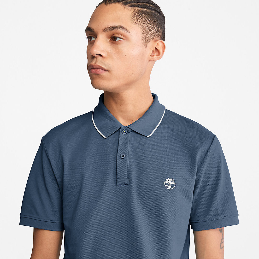Mens Millers River Print-Collar Polo Shirt for Men in Blue - Timberland