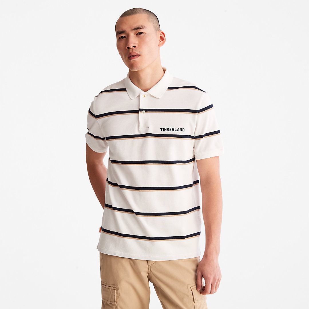 Mens Zealand River Striped Polo Shirt for Men in White - Timberland