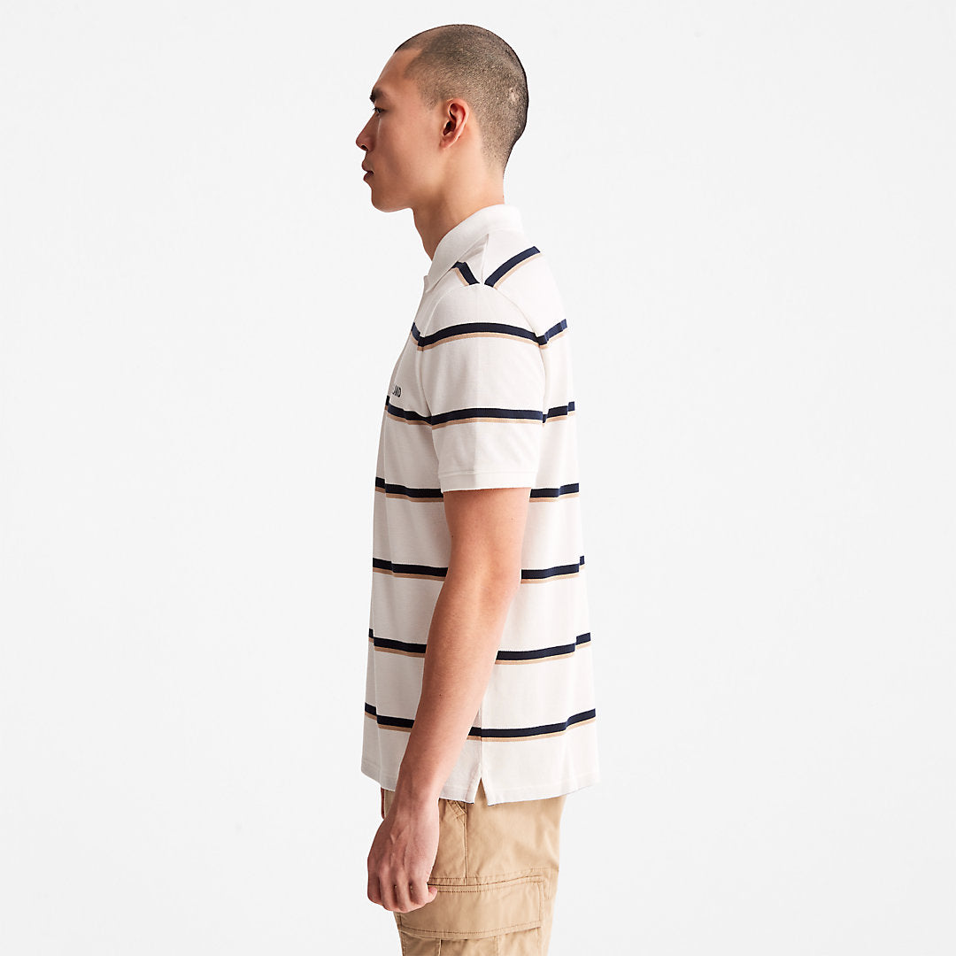 Mens Zealand River Striped Polo Shirt for Men in White - Timberland