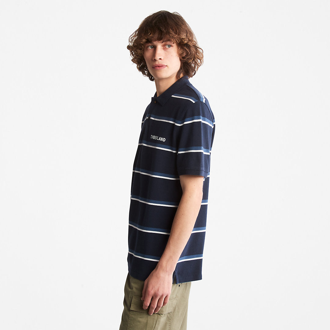 Mens Zealand River Striped Polo Shirt for Men in Navy - Timberland