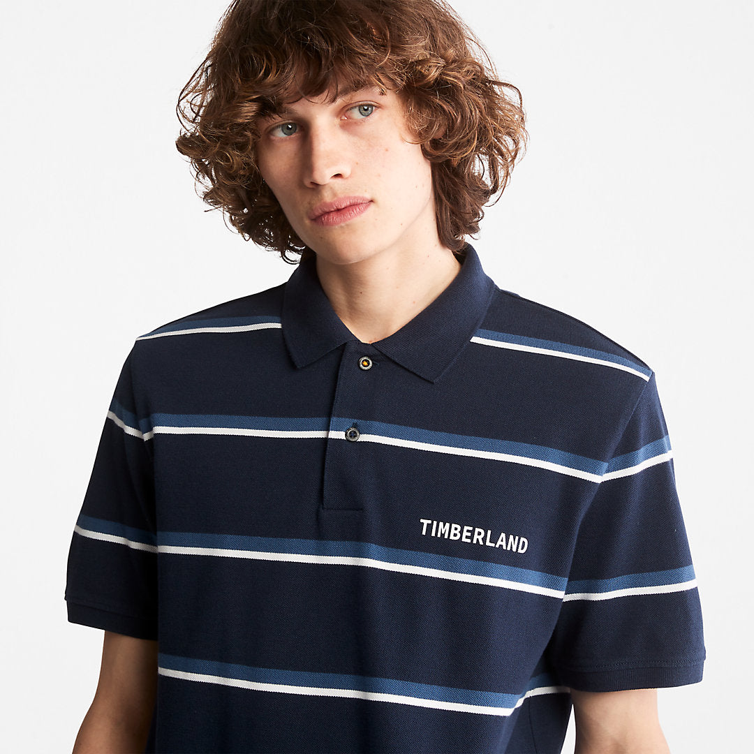 Mens Zealand River Striped Polo Shirt for Men in Navy - Timberland