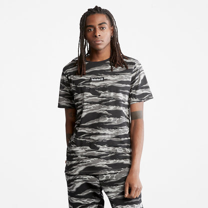 Mens White Tiger Print T-Shirt for Men in Camo - Timberland