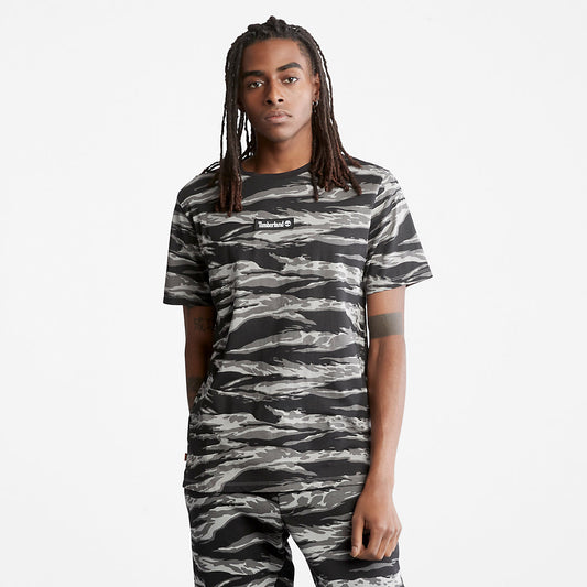 Mens White Tiger Print T-Shirt for Men in Camo - Timberland