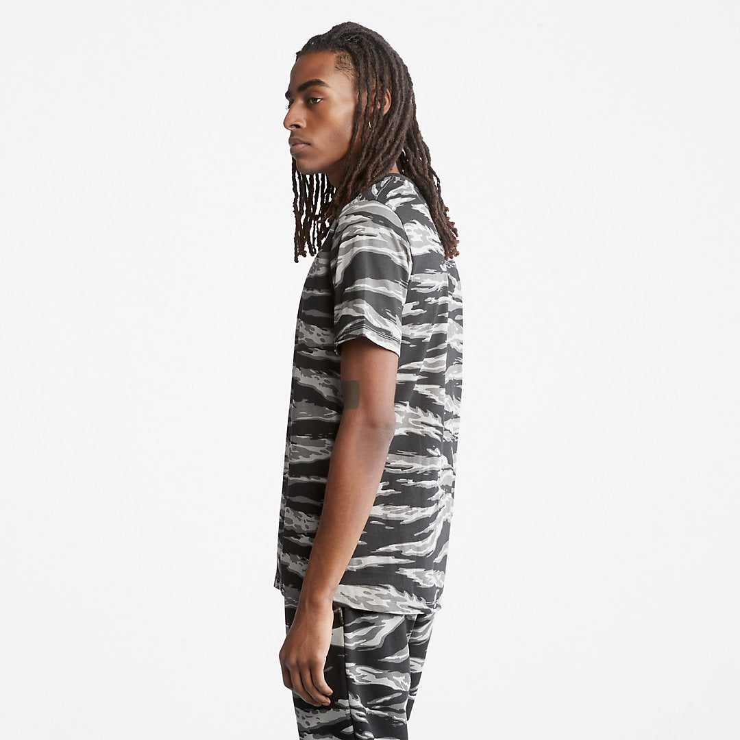 Mens White Tiger Print T-Shirt for Men in Camo - Timberland