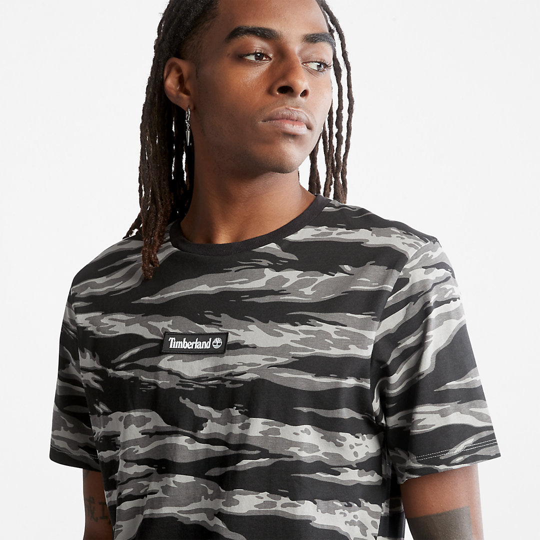 Mens White Tiger Print T-Shirt for Men in Camo - Timberland