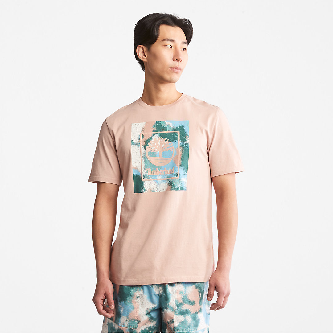 Mens Storytelling Logo T-Shirt for Men in Pink - Timberland