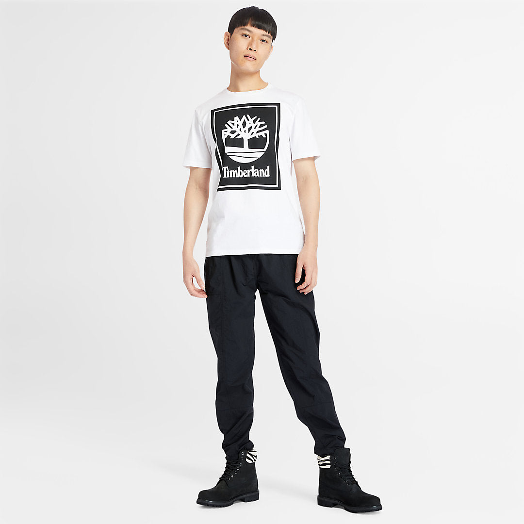 Mens Stack Logo T-Shirt for Men in White - Timberland