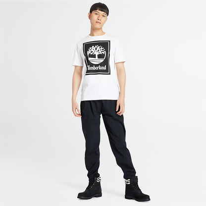 Mens Stack Logo T-Shirt for Men in White - Timberland
