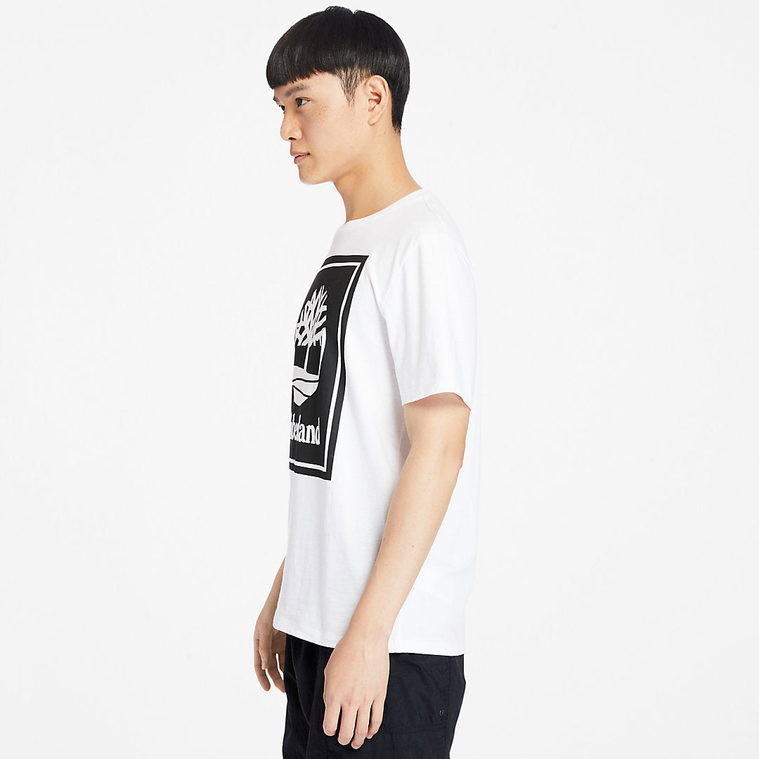 Mens Stack Logo T-Shirt for Men in White - Timberland