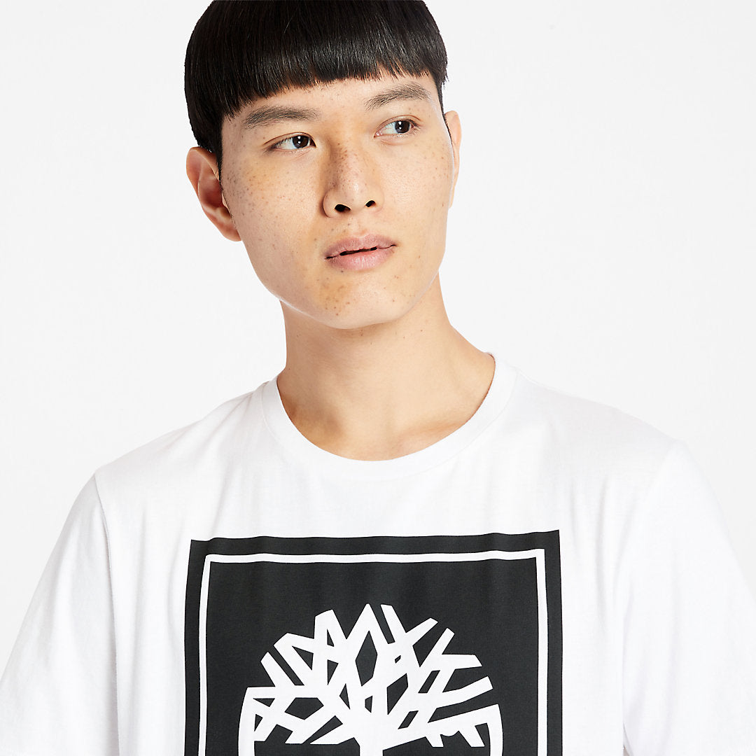Mens Stack Logo T-Shirt for Men in White - Timberland