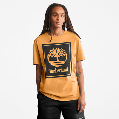 Mens Stack Logo T-Shirt for Men in Orange/Black - Timberland