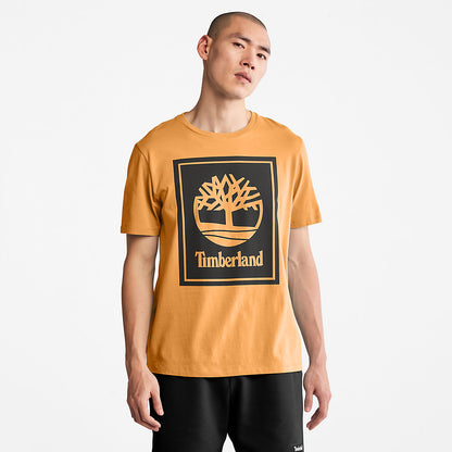 Mens Stack Logo T-Shirt for Men in Orange/Black - Timberland