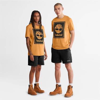 Mens Stack Logo T-Shirt for Men in Orange/Black - Timberland