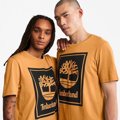 Mens Stack Logo T-Shirt for Men in Orange/Black - Timberland