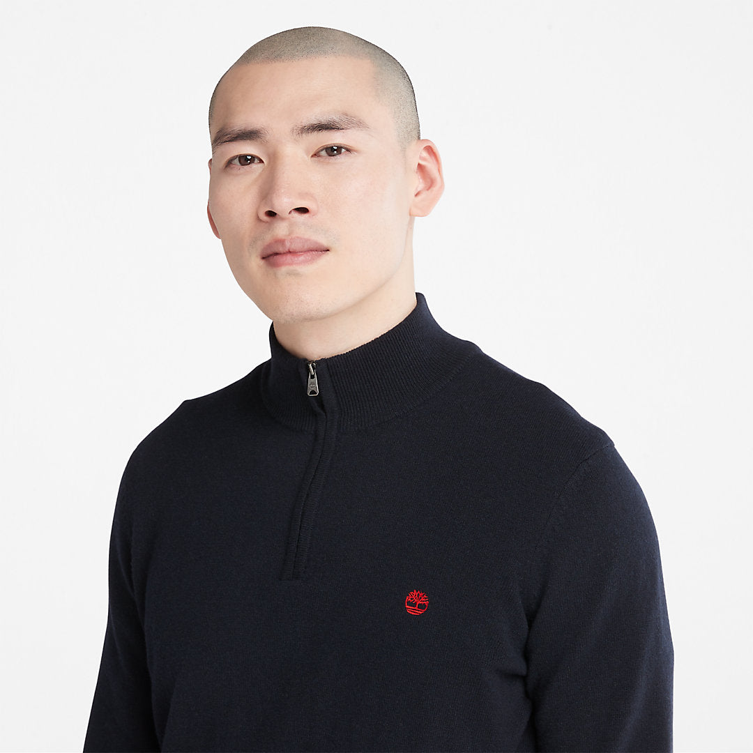 Mens Cohas Brook Zip-neck Sweater for Men in Navy - Timberland
