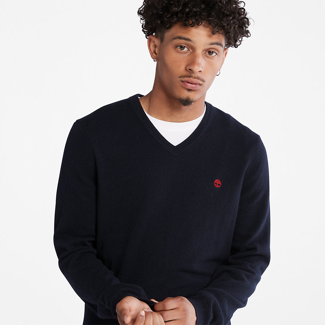 Mens Cohas Brook V-Neck Sweater for Men in Navy - Timberland