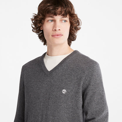 Mens Cohas Brook V-Neck Sweater for Men in Dark Grey - Timberland