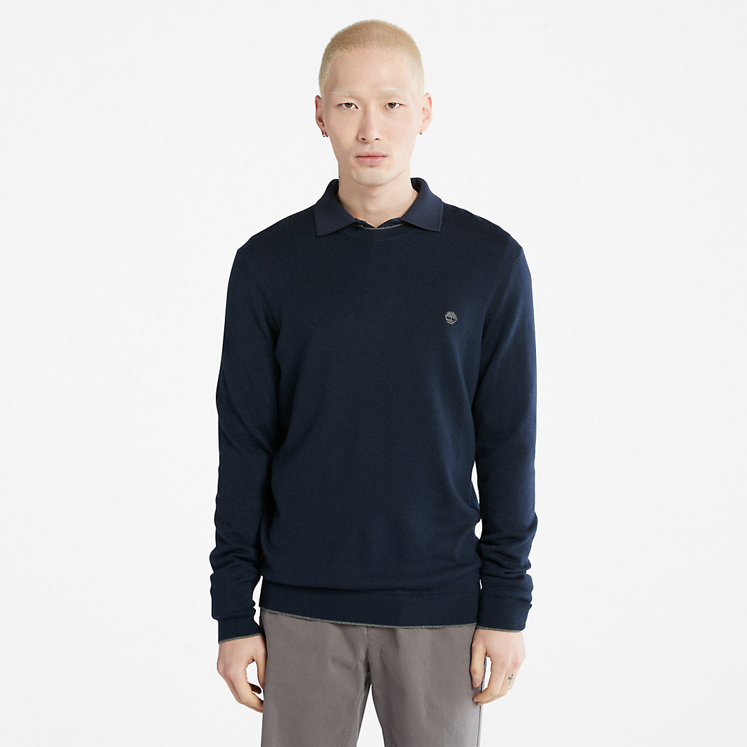 Mens Nissitissit River Merino Wool Sweater for Men in Navy - Timberland
