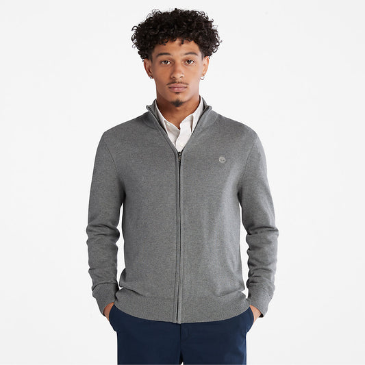 Mens Williams River Organic Cotton Zip Sweater for Men in Grey - Timberland