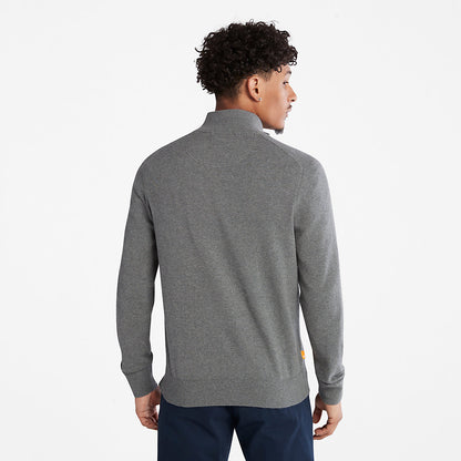 Mens Williams River Organic Cotton Zip Sweater for Men in Grey - Timberland