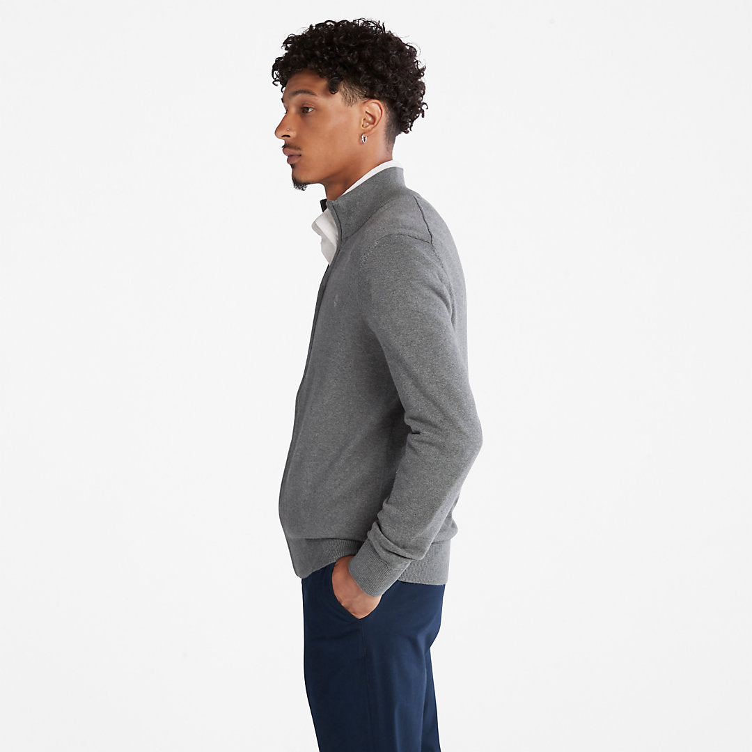 Mens Williams River Organic Cotton Zip Sweater for Men in Grey - Timberland