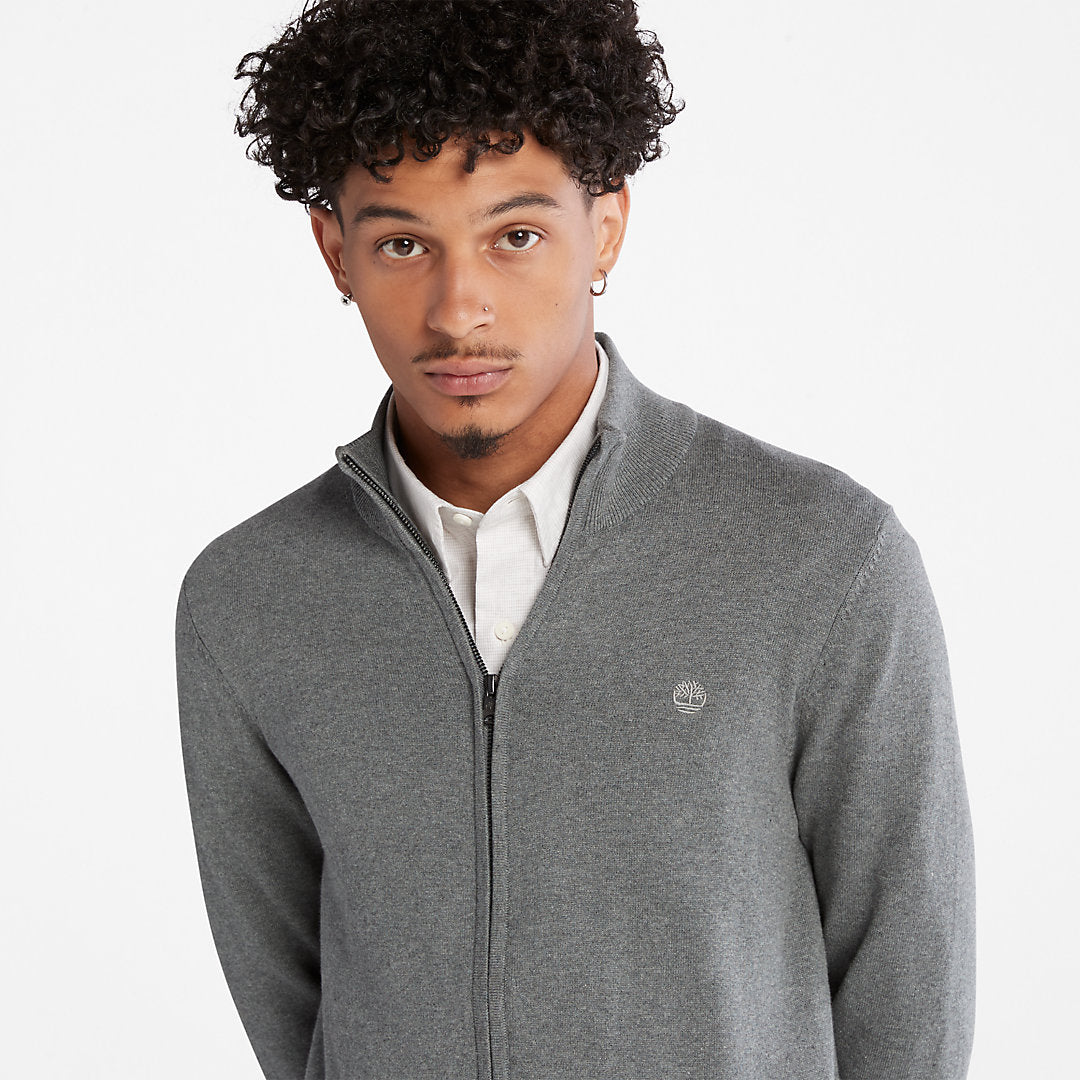 Mens Williams River Organic Cotton Zip Sweater for Men in Grey - Timberland