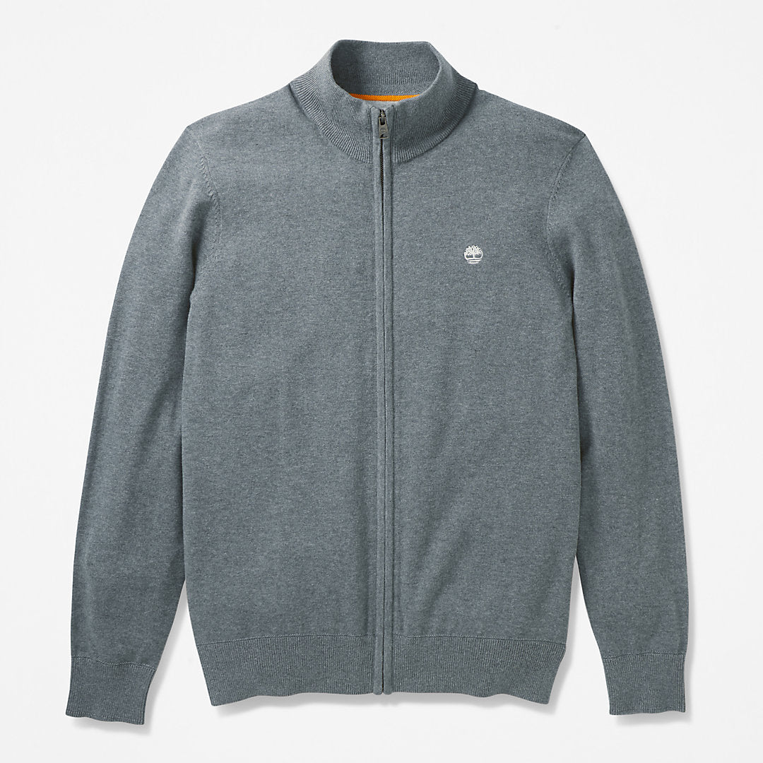 Mens Williams River Organic Cotton Zip Sweater for Men in Grey - Timberland