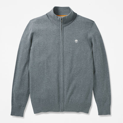 Mens Williams River Organic Cotton Zip Sweater for Men in Grey - Timberland