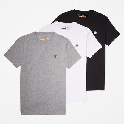 Mens 3xPack Organic Cotton T-Shirts for Men in Black, White, Grey - Timberland