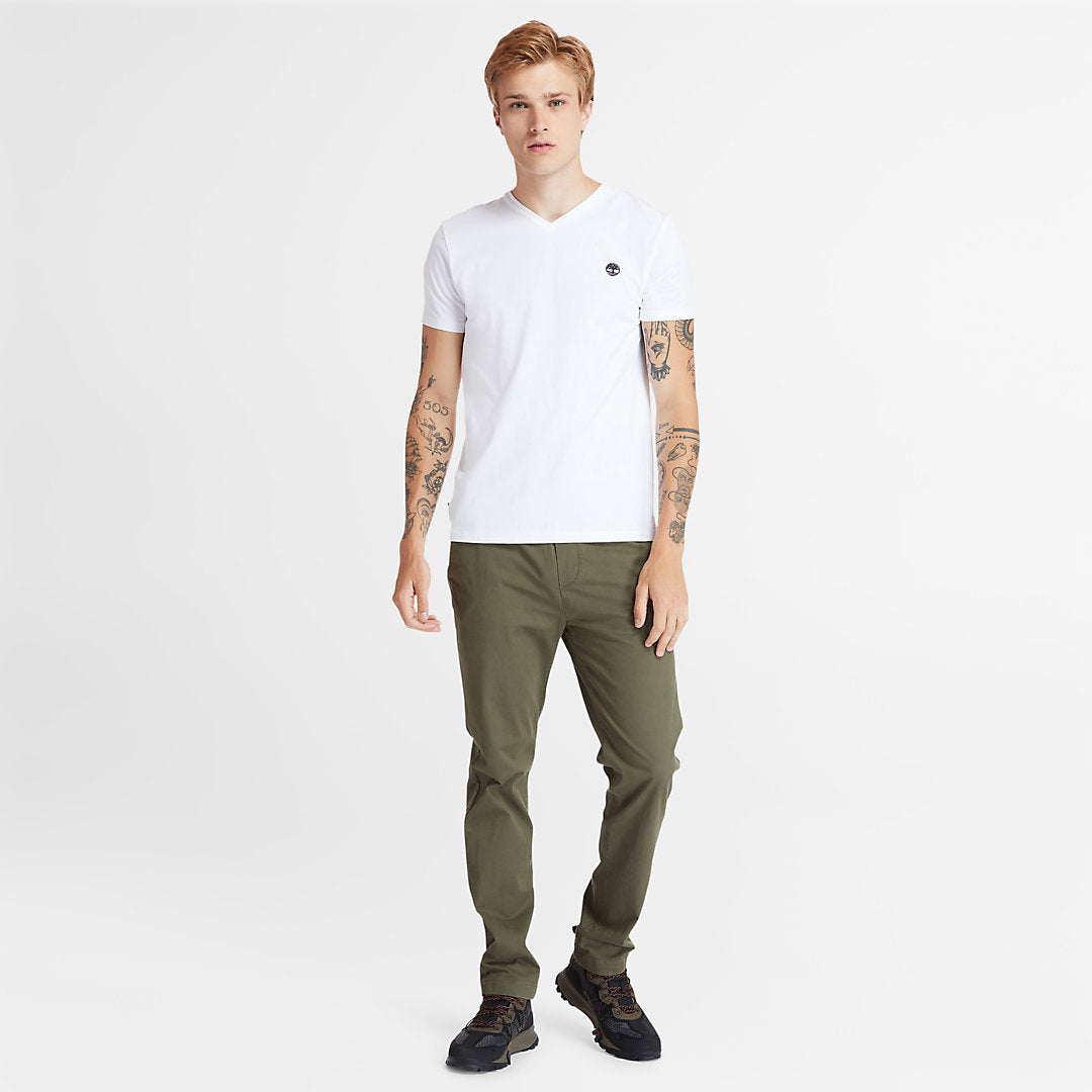 Mens Dunstan River V-Neck T-Shirt for Men in White - Timberland