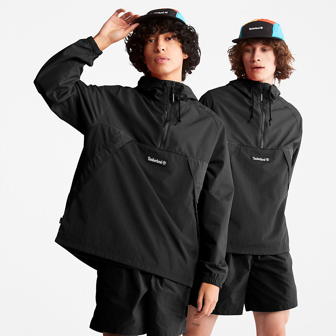 Mens DWR Zip-Neck Windbreaker for Men in Black - Timberland