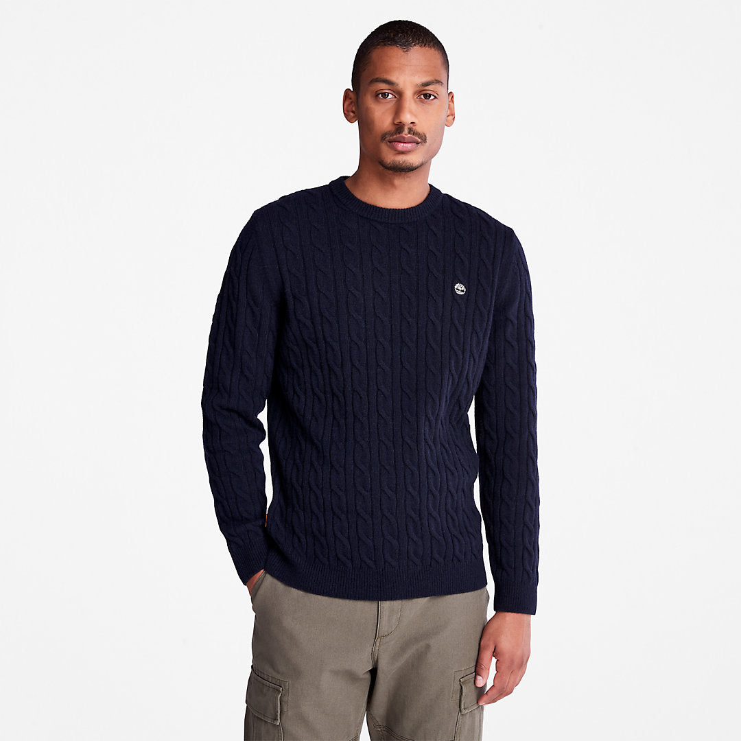 Mens Phillips Brook Cable-knit Sweater for Men in Navy - Timberland