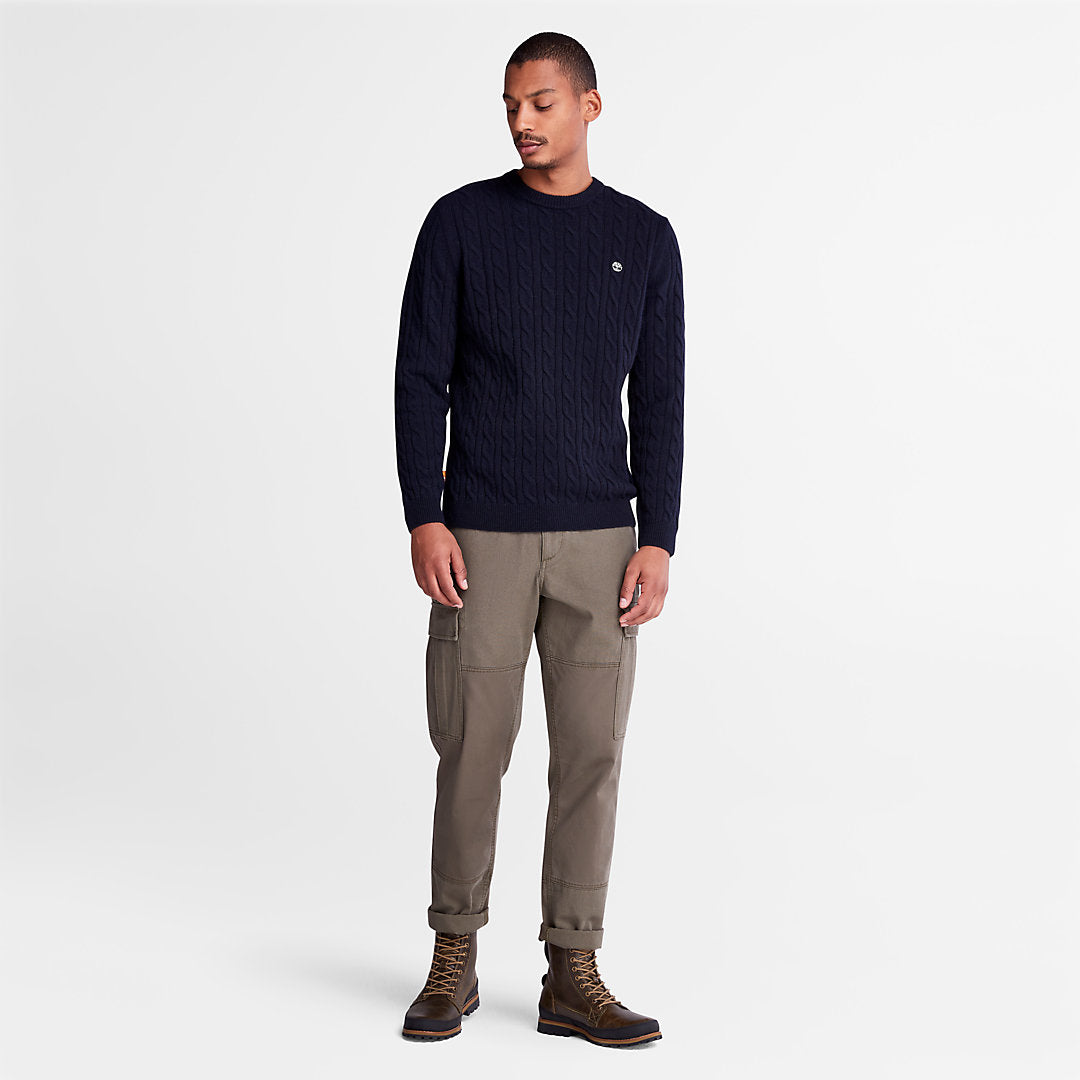 Mens Phillips Brook Cable-knit Sweater for Men in Navy - Timberland