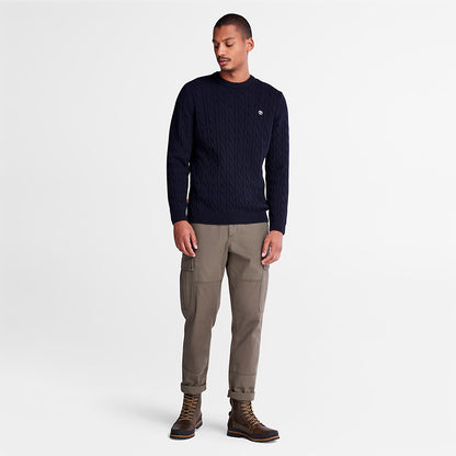 Mens Phillips Brook Cable-knit Sweater for Men in Navy - Timberland