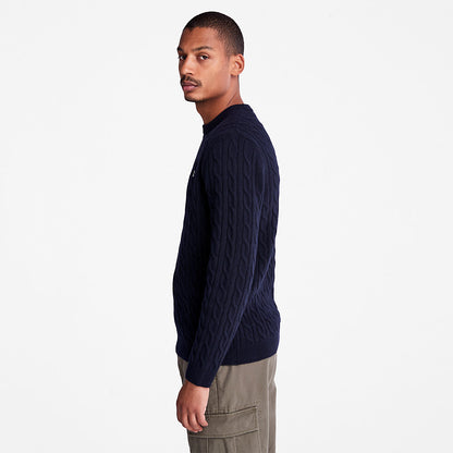 Mens Phillips Brook Cable-knit Sweater for Men in Navy - Timberland