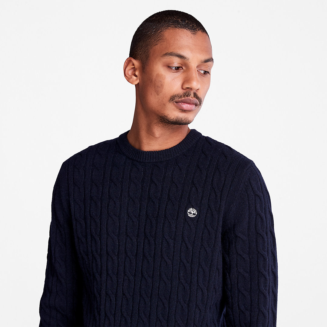 Mens Phillips Brook Cable-knit Sweater for Men in Navy - Timberland