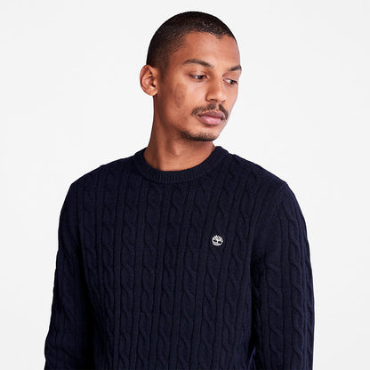 Mens Phillips Brook Cable-knit Sweater for Men in Navy - Timberland