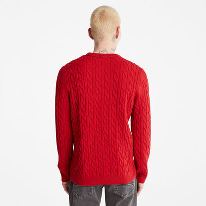 Mens Phillips Brook Cable-knit Sweater for Men in Red - Timberland