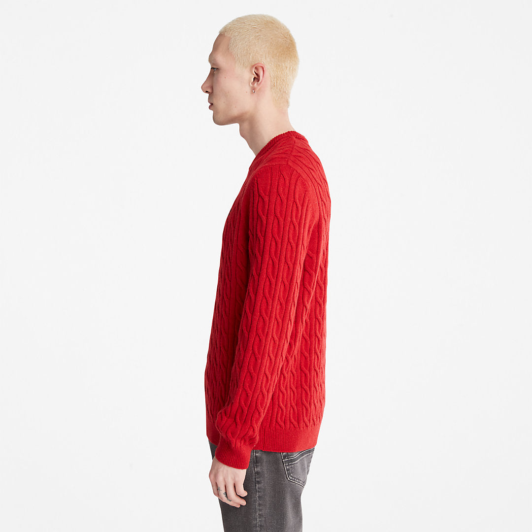 Mens Phillips Brook Cable-knit Sweater for Men in Red - Timberland