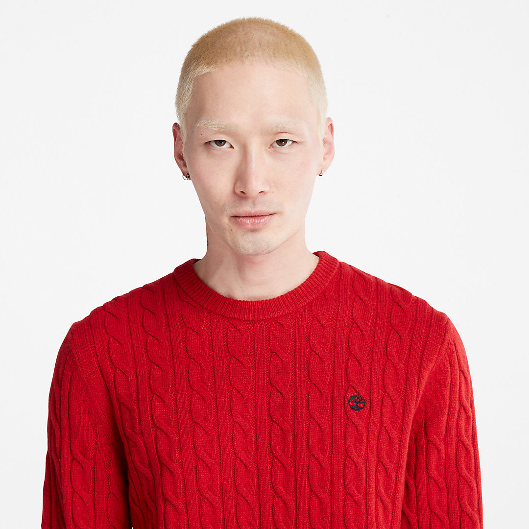 Mens Phillips Brook Cable-knit Sweater for Men in Red - Timberland