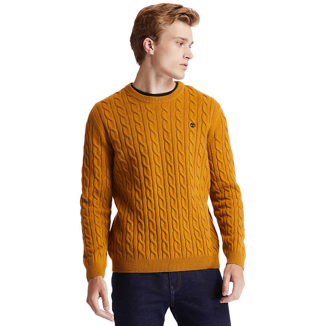 Mens Phillips Brook Cable Sweater for Men in Yellow - Timberland