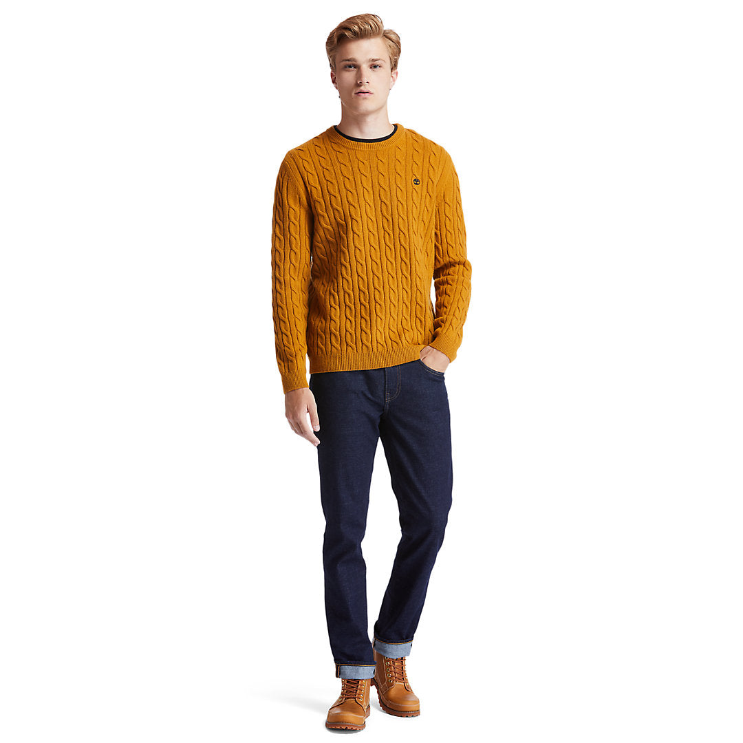 Mens Phillips Brook Cable Sweater for Men in Yellow - Timberland
