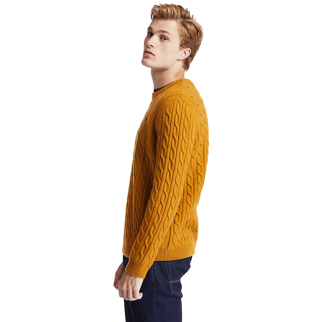 Mens Phillips Brook Cable Sweater for Men in Yellow - Timberland